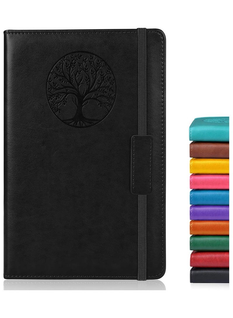 256 s Lined Notebook, A5 Hardcover Leather Journals for Men and Women to Writing,Travel, Business, Work  School,College Ruled Notebooks for Note Taking, Diary Notepad 5.7×8.3(Black) - Image 1